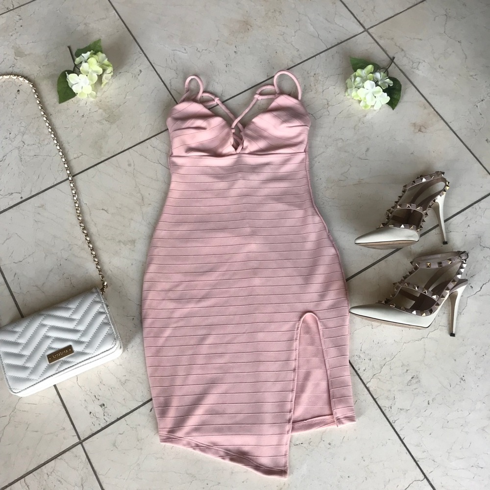 Fashion Nova Bodycon Ribbed Cage Midi Dress